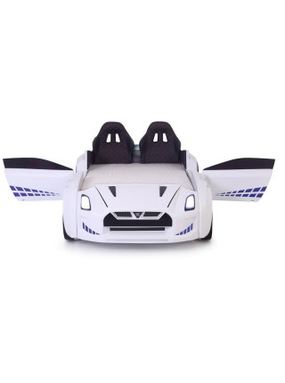 Кровать машина белая с подсветкой Порше-911